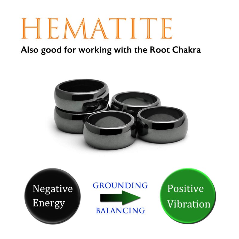 Morchic 5Pcs Pack Magnetic Hematite Stone Rings for Women & Men, Unisex Plain Band Set (10mm Width) - Mixed Sizes 8-12, Chakra Balancing, Polished Gemstone, Gift Ready - Image 4